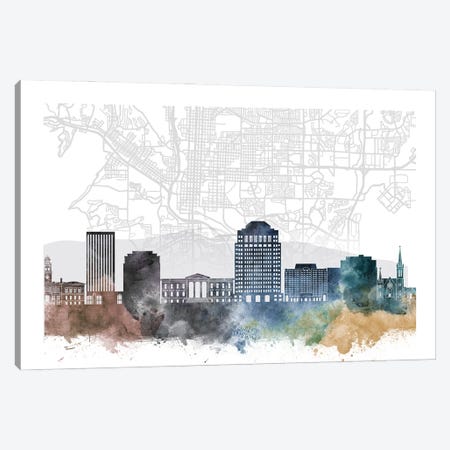 Colorado Springs Skyline City Map Canvas Print #WDA2236} by WallDecorAddict Canvas Wall Art
