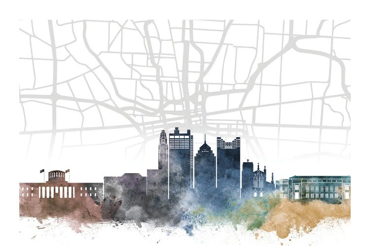 Columbus Skyline City Map by WallDecorAddict wall art