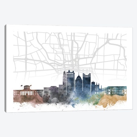 Columbus Skyline City Map Canvas Print #WDA2237} by WallDecorAddict Canvas Art