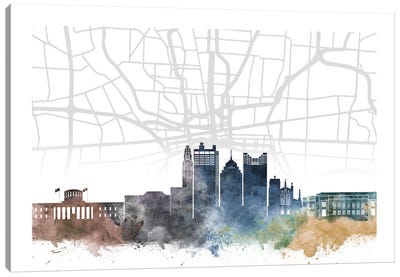 Columbus Skyline City Map Canvas Art Print - Ohio Art