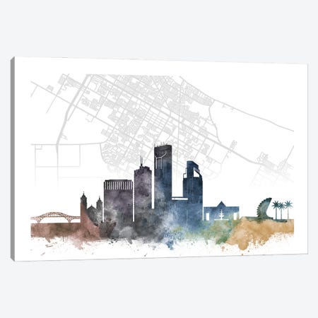 Corpus Christi Skyline City Map Canvas Print #WDA2238} by WallDecorAddict Art Print