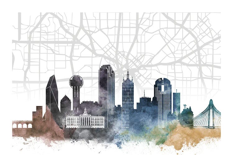 Dallas Skyline City Map