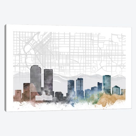 Denver Skyline City Map Canvas Print #WDA2240} by WallDecorAddict Canvas Wall Art