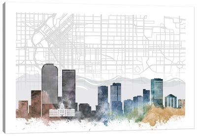 Denver Skyline City Map Canvas Art Print - Denver