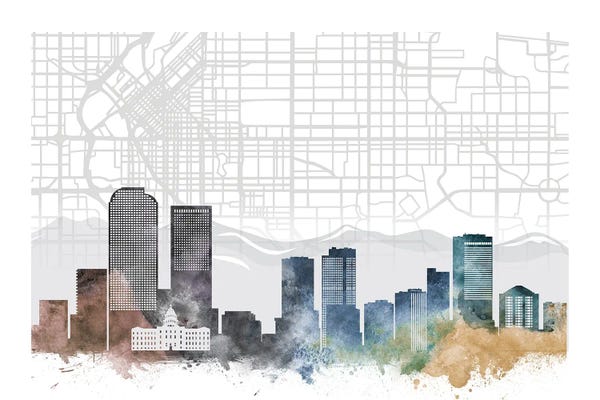 Denver: Denver Skyline City Map by WallDecorAddict
