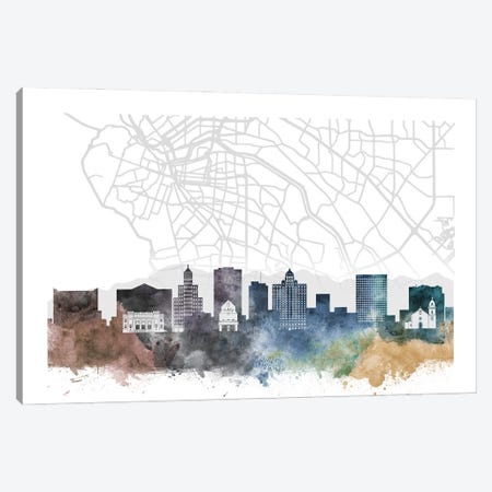 El Paso Skyline City Map Canvas Print #WDA2243} by WallDecorAddict Canvas Art