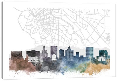 El Paso Skyline City Map Canvas Art Print