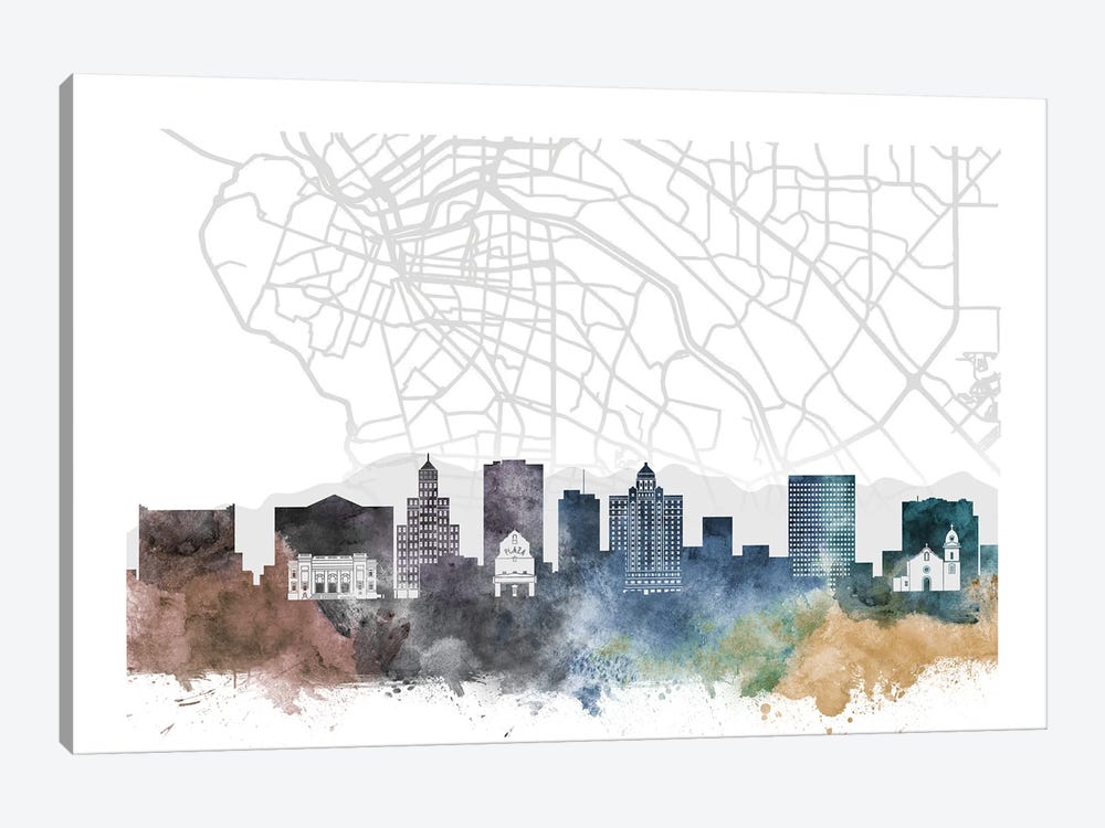 El Paso Skyline City Map by WallDecorAddict 1-piece Canvas Artwork