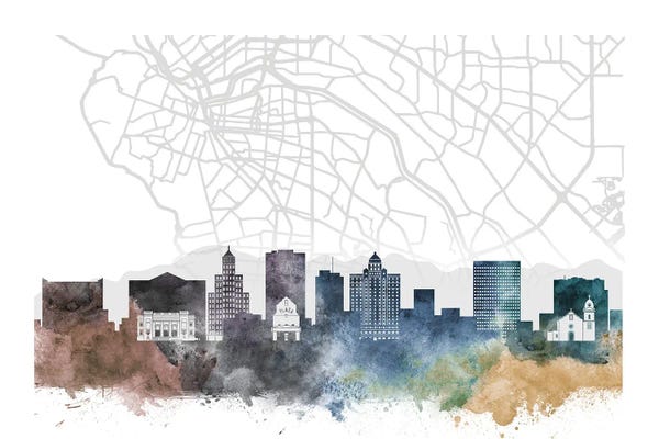Canvas Print: El Paso Skyline City Map by WallDecorAddict