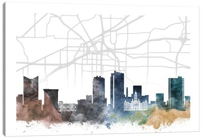 Fort Worth Skyline City Map Canvas Art Print - Fort Worth