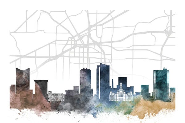 Canvas Print: Fort Worth Skyline City Map by WallDecorAddict