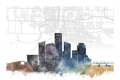 Grand Rapids Skyline City Map by WallDecorAddict canvas print
