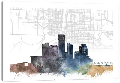 Grand Rapids Skyline City Map Canvas Art Print