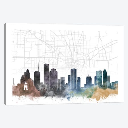 Houston Skyline City Map Canvas Print #WDA2246} by WallDecorAddict Canvas Art Print