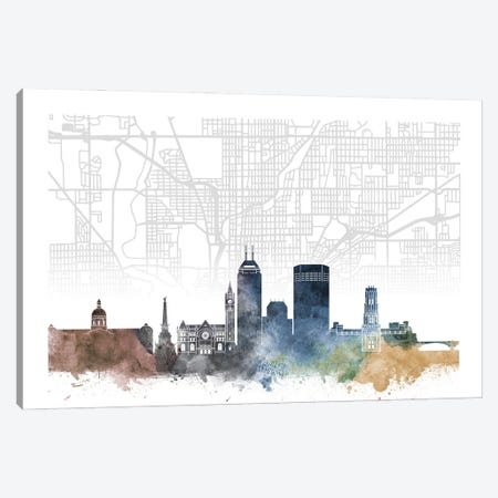 Indianapolis Skyline City Map Canvas Print #WDA2247} by WallDecorAddict Canvas Art Print