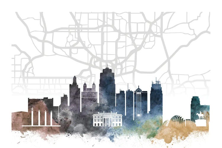 Kansas City Skyline City Map