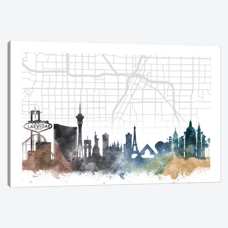 Las Vegas Skyline City Map Canvas Print #WDA2250} by WallDecorAddict Canvas Art Print