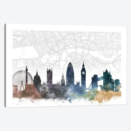 London Skyline City Map Canvas Print #WDA2251} by WallDecorAddict Canvas Print