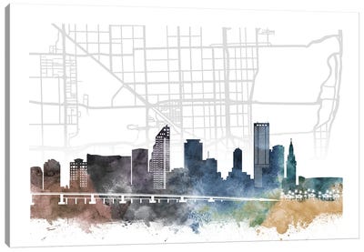 Miami City Skyline City Map Canvas Art Print - Miami Maps