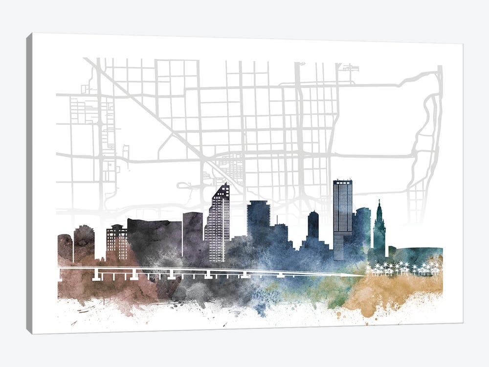 Miami City Skyline City Map by WallDecorAddict 1-piece Art Print