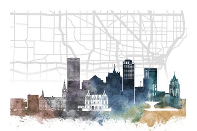 Milwaukee Skyline City Map by WallDecorAddict canvas print