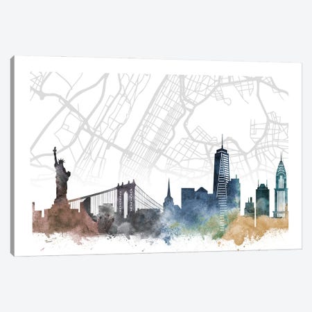 New York Skyline City Map Canvas Print #WDA2255} by WallDecorAddict Canvas Wall Art