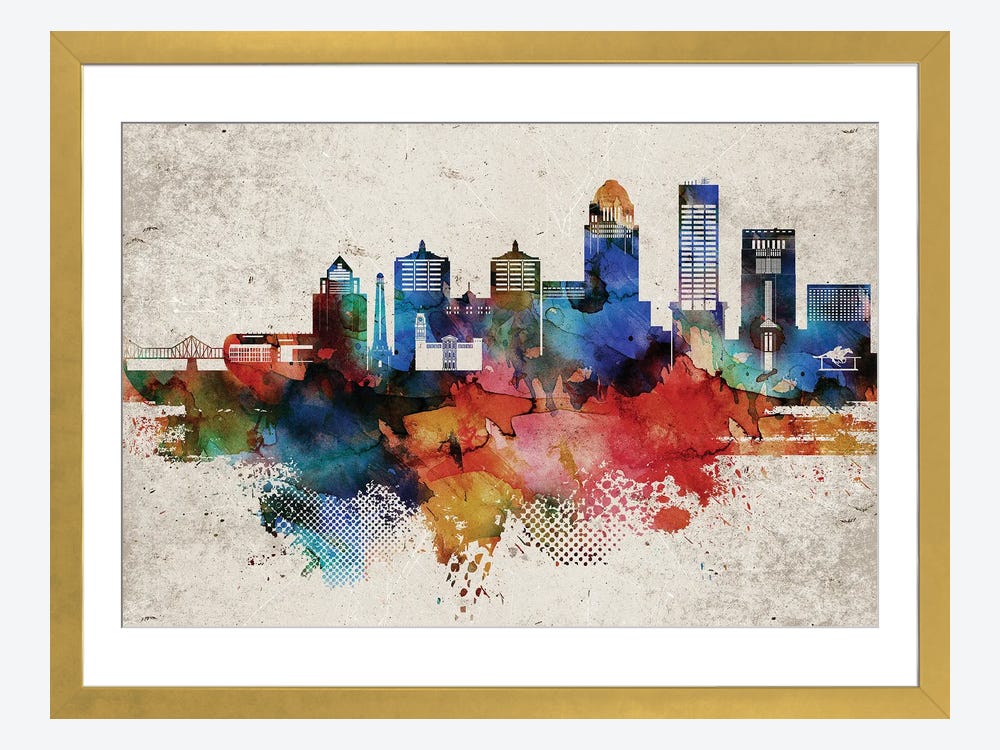 Louisville Skyline City Map Art: Canvas Prints, Frames & Posters