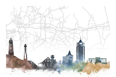 Virginia Beach Skyline City Map by WallDecorAddict canvas print