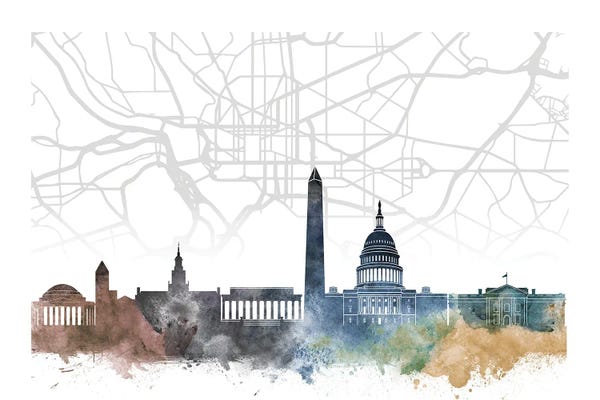 Washington, D.C.: Washington Skyline City Map by WallDecorAddict