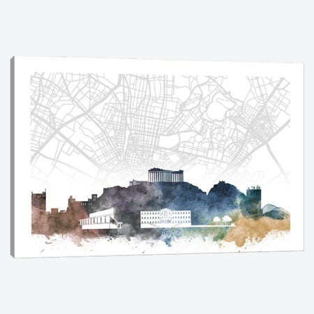 Athens Skyline City Map Canvas Print #WDA2263} by WallDecorAddict Canvas Art