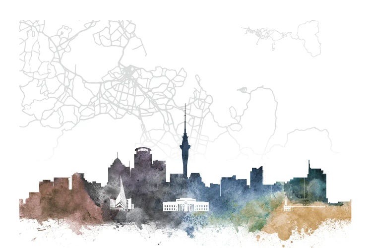 Auckland Skyline City Map