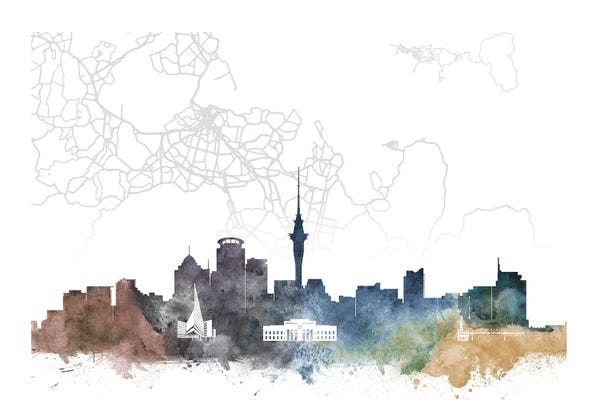 North Island: Auckland Skyline City Map by WallDecorAddict