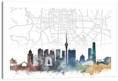 Beijing Skyline City Map Canvas Art Print