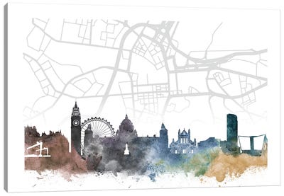 Belfast Skyline City Map Canvas Art Print - Northern Ireland