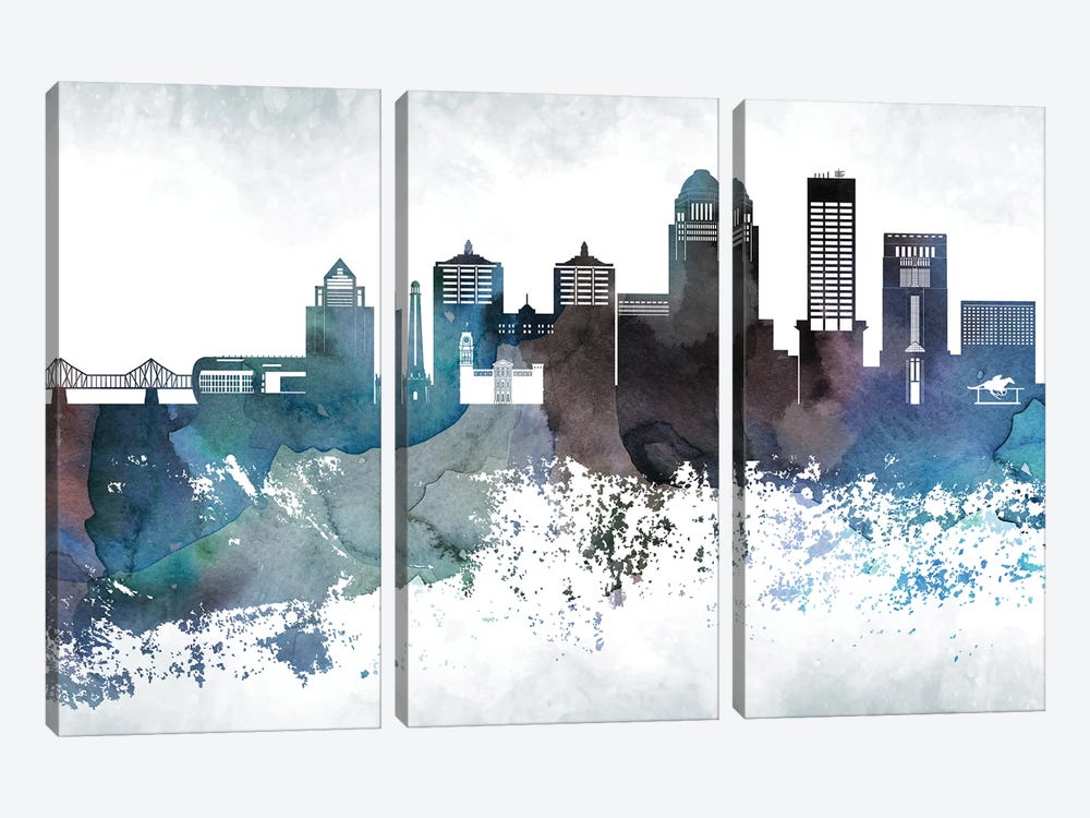 Louisville Bluish Skylines by WallDecorAddict 3-piece Canvas Art