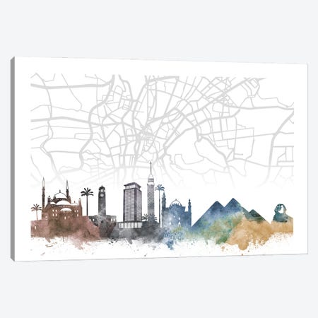 Cairo Skyline City Map Canvas Print #WDA2271} by WallDecorAddict Canvas Art Print