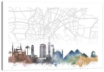 Cairo Skyline City Map Canvas Art Print - Cairo