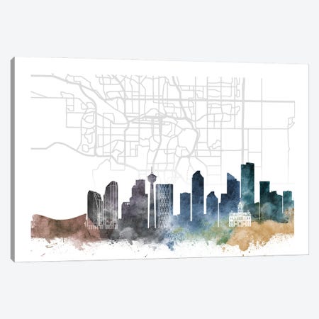 Calgary Skyline City Map Canvas Print #WDA2272} by WallDecorAddict Canvas Print