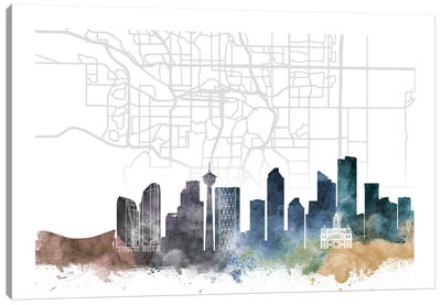 Calgary Skyline City Map Canvas Art Print
