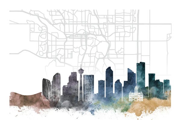 Alberta: Calgary Skyline City Map by WallDecorAddict