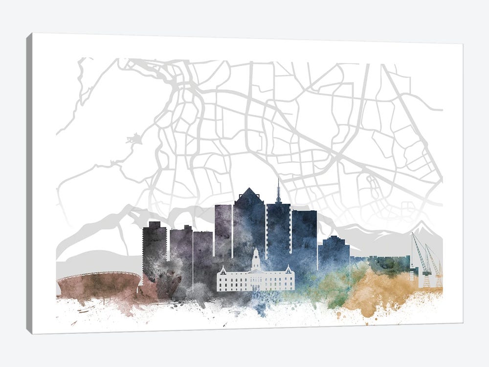 Cape Town Skyline City Map by WallDecorAddict 1-piece Canvas Print