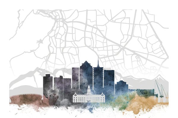 South Africa: Cape Town Skyline City Map by WallDecorAddict