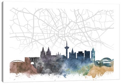 Cologne Skyline City Map Canvas Art Print - Cologne