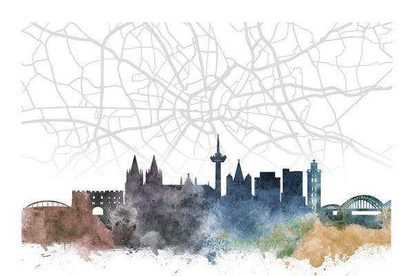 Cologne: Cologne Skyline City Map by WallDecorAddict