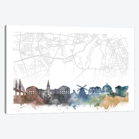 Copenhagen Skyline City Map Canvas Print #WDA2275} by WallDecorAddict Canvas Wall Art