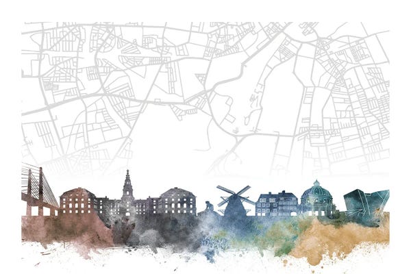 Denmark: Copenhagen Skyline City Map by WallDecorAddict