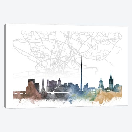 Dublin Skyline City Map Canvas Print #WDA2278} by WallDecorAddict Art Print