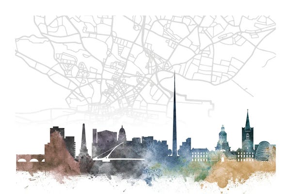 Dublin: Dublin Skyline City Map by WallDecorAddict