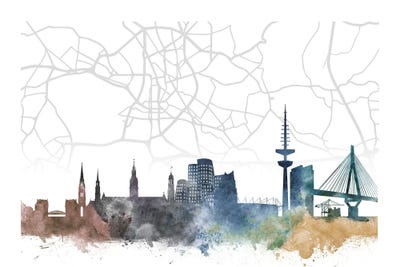 Dusseldorf Skyline City Map by WallDecorAddict multi panel art