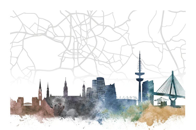 Dusseldorf Skyline City Map